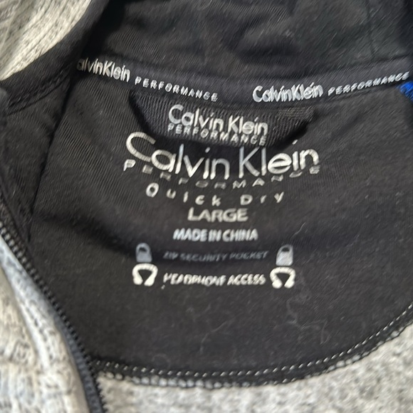 Calvin Klein Performance Full Zip Jacket Hoodie Large  Gray/Black/Blue - Picture 4 of 7